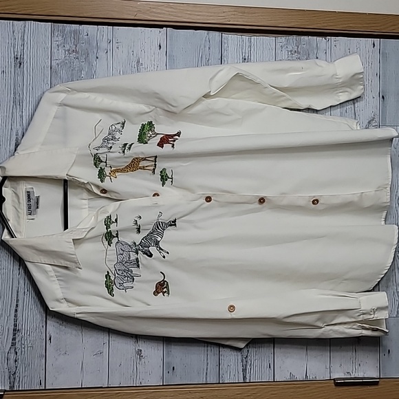 Vintage Alfred Dunner Long Sleeve Button Embroidered Animals Shirt Sz 16 - Picture 1 of 9